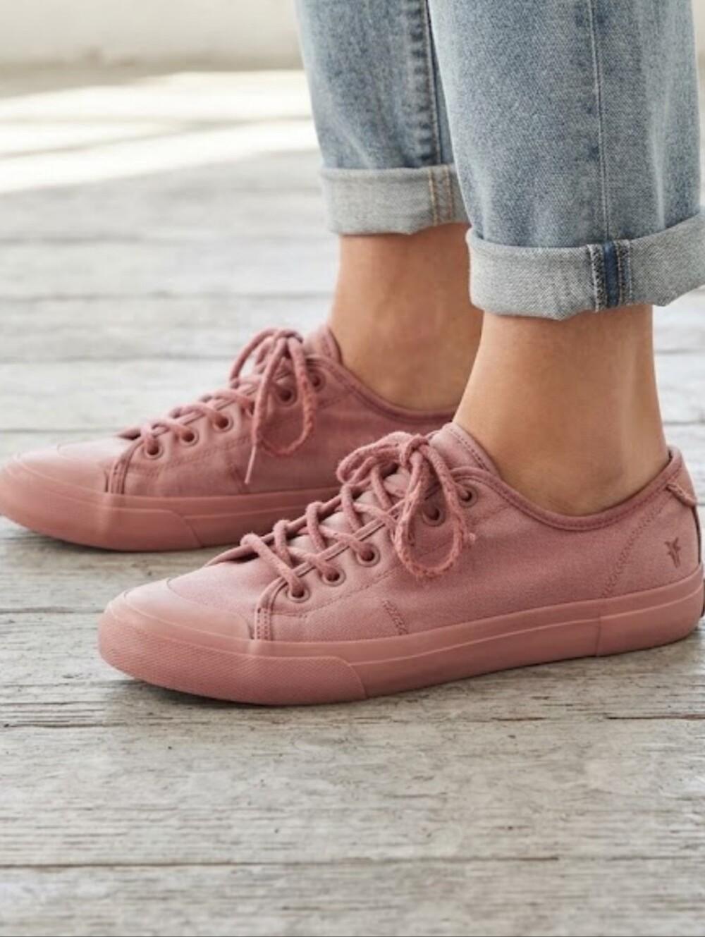 Frye Womens Pink Gia Canvas Lace Up Sneakers shoes sz 9M